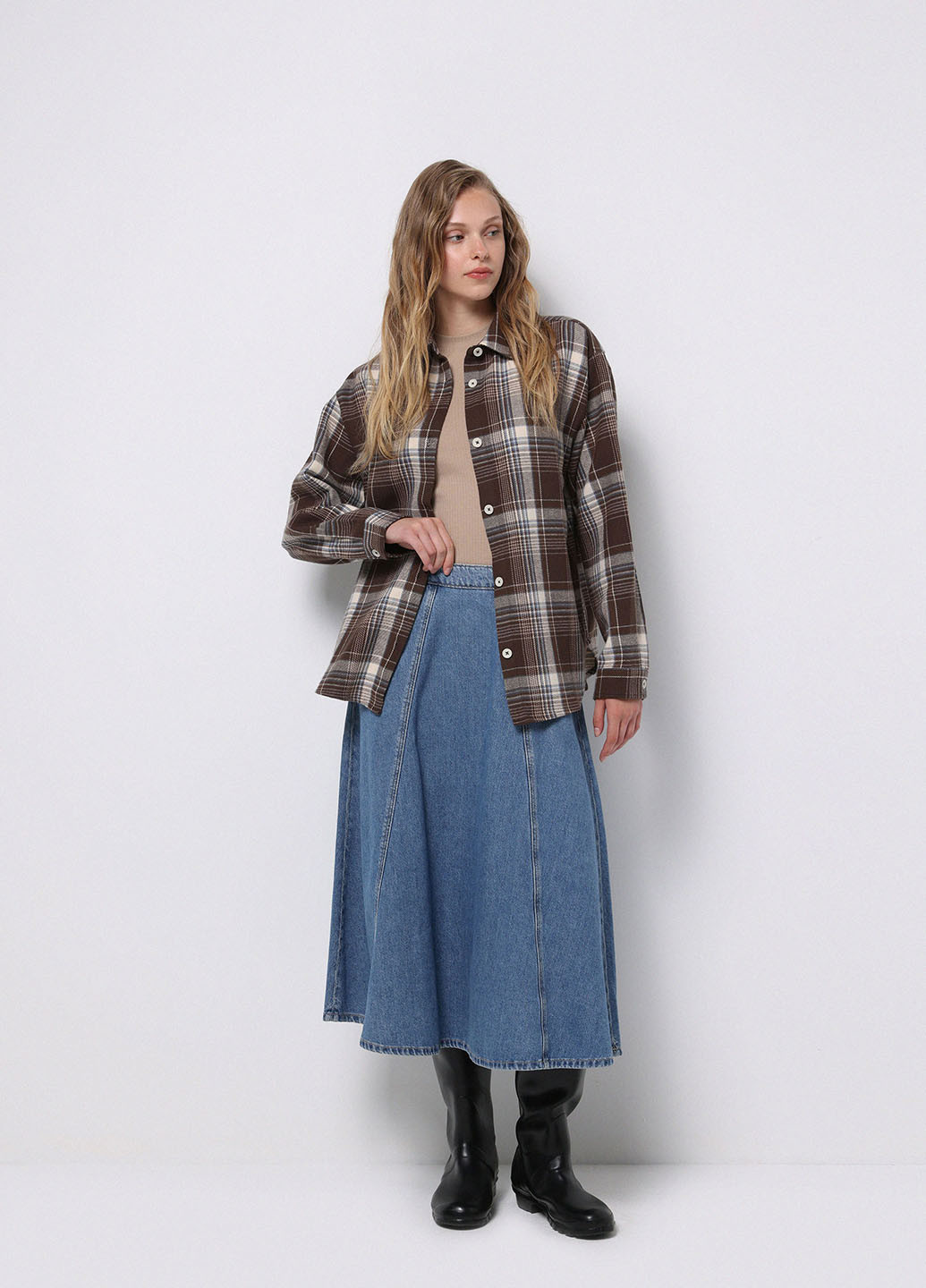 Коричневая кэжуал рубашка в клетку Colin's