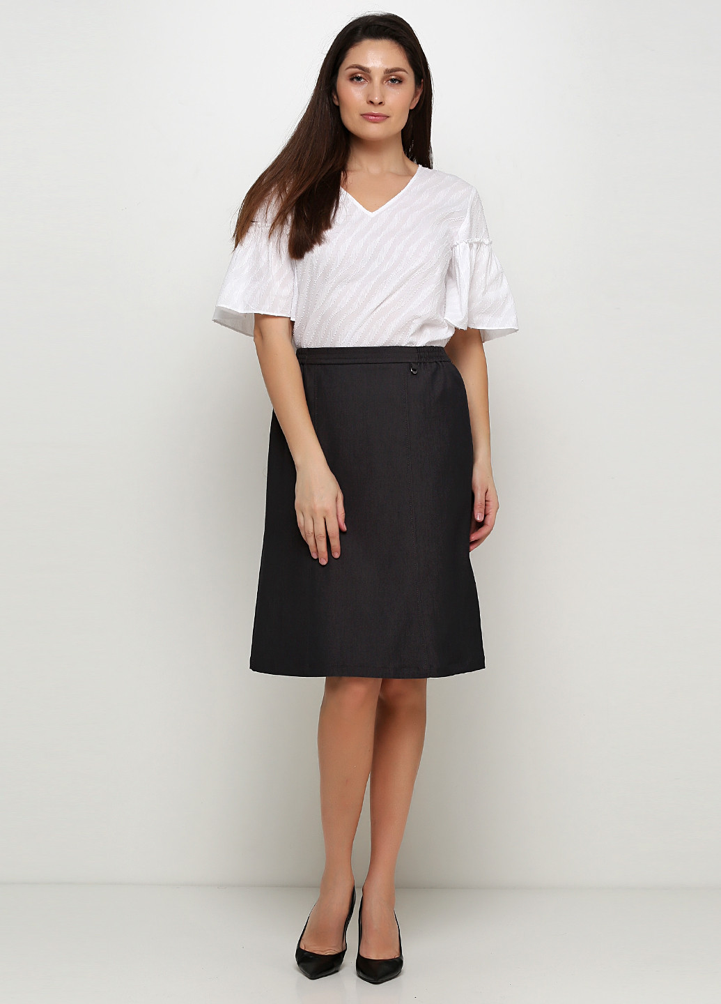 Грифельно-серая кэжуал меланж юбка BRANDTEX CLASSIC с высокой талией