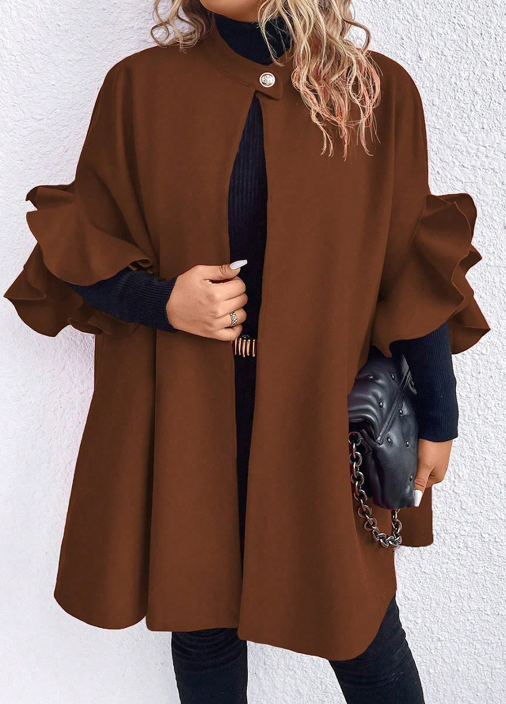 Коричневое демисезонное Пальто кейп SHEIN