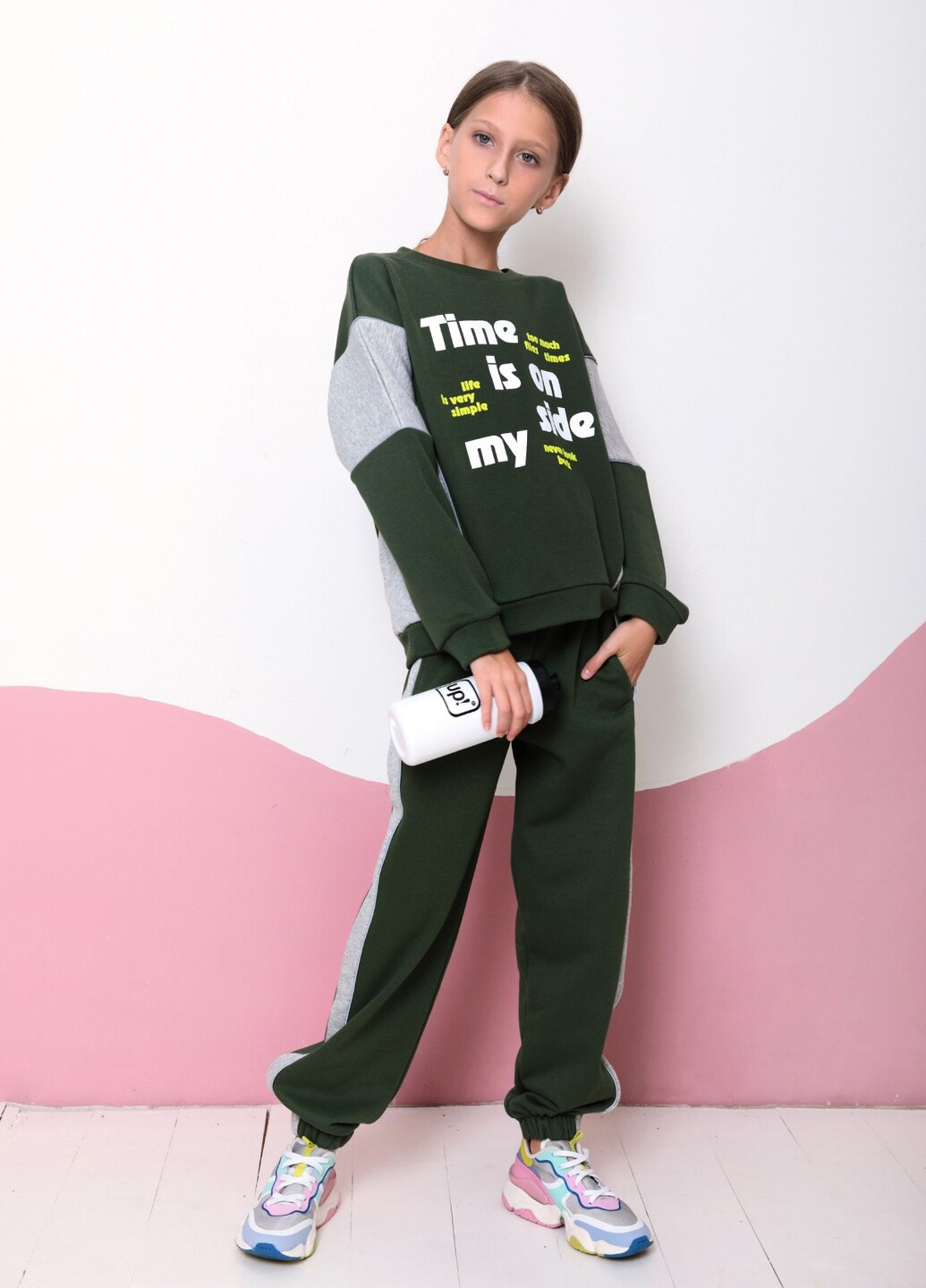 Оливковый (хаки) демисезонный детские спортивные костюмы ISSA PLUS