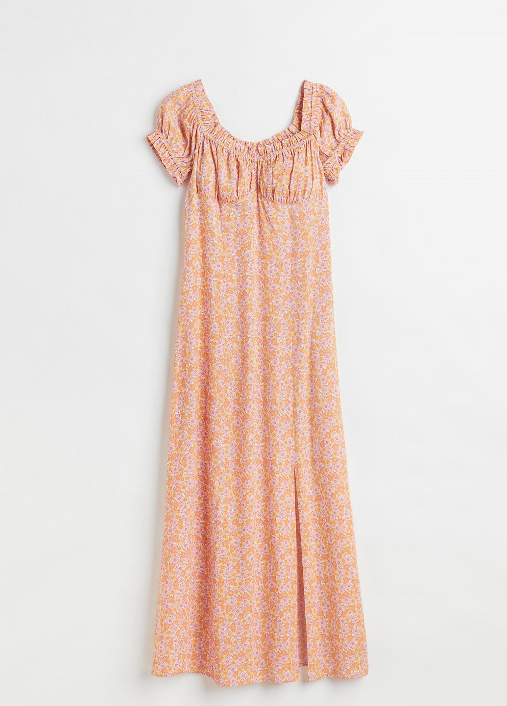 Оранжевое кэжуал платье H&M с цветочным принтом