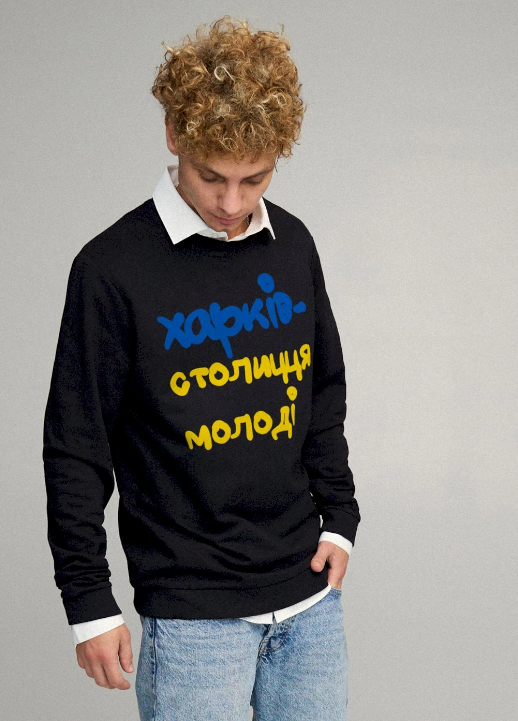 Черный світшот чоловічий oversize /no flis/ YAPPI рисунок (254557739)