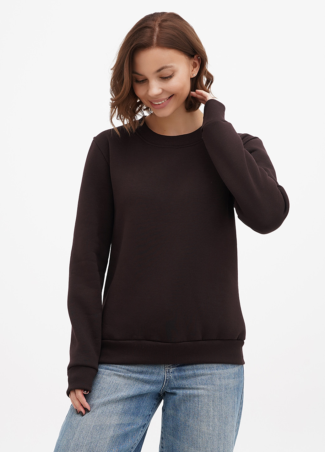 Темно-коричневый свитшот Shik однотонный без декора (315372128)