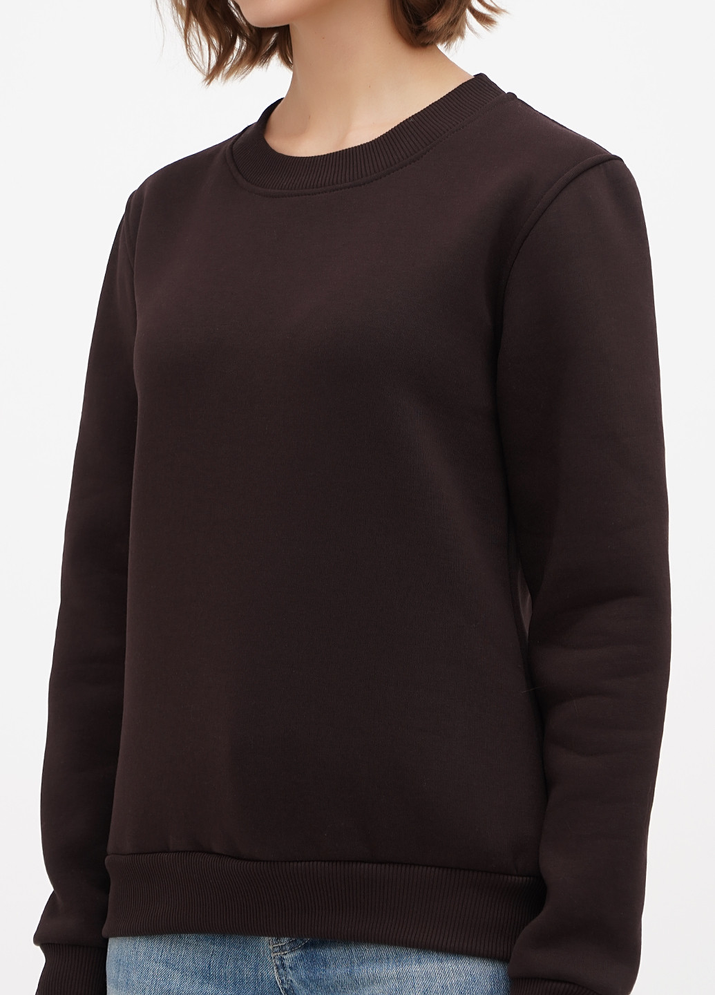 Темно-коричневый свитшот Shik однотонный без декора (315372128)
