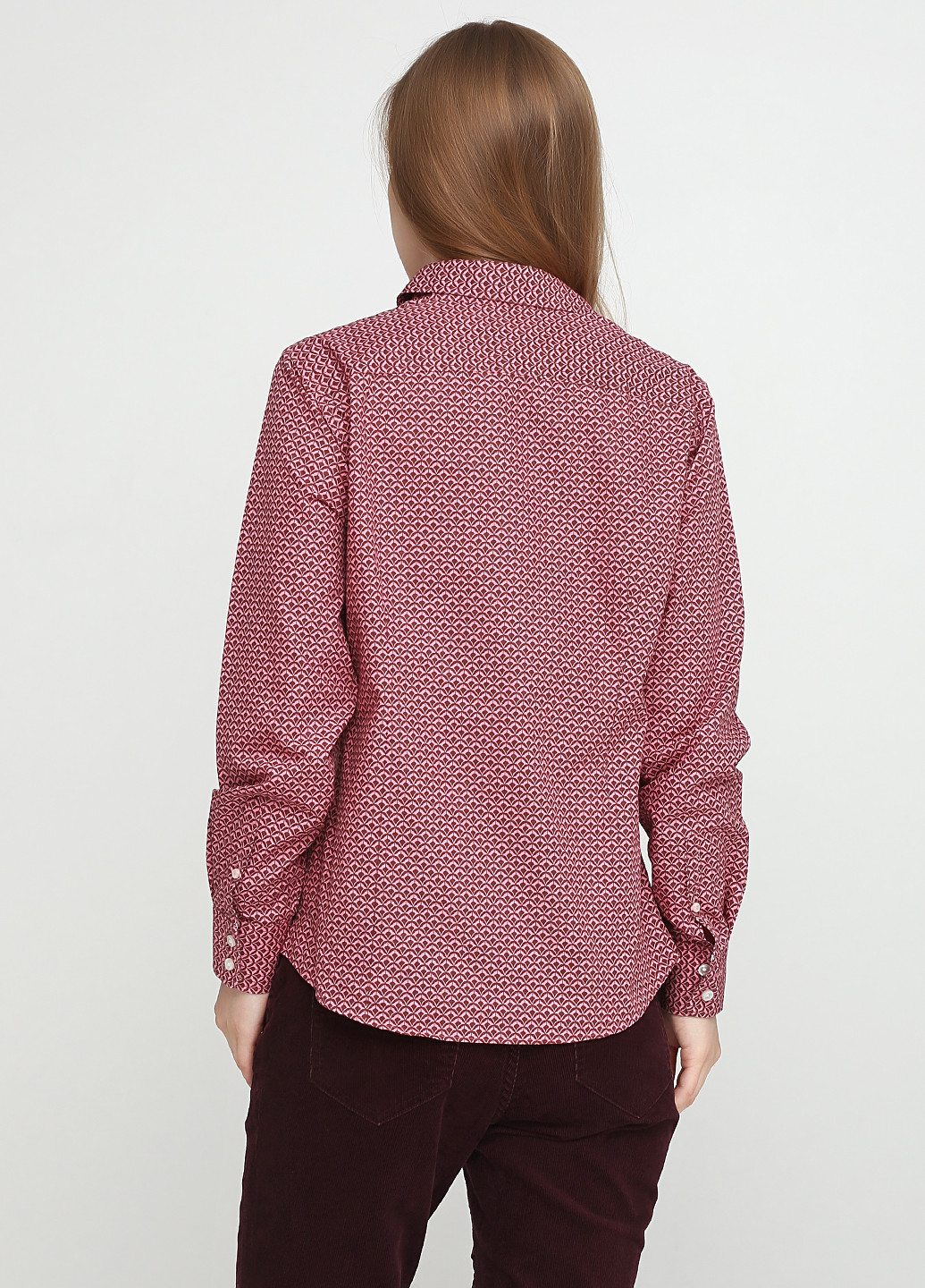 Розово-коричневая кэжуал рубашка с абстрактным узором Lands'end