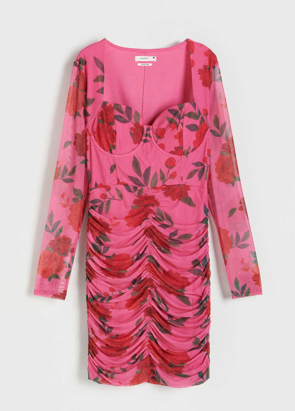Розово-коричневое кэжуал платье Reserved с цветочным принтом