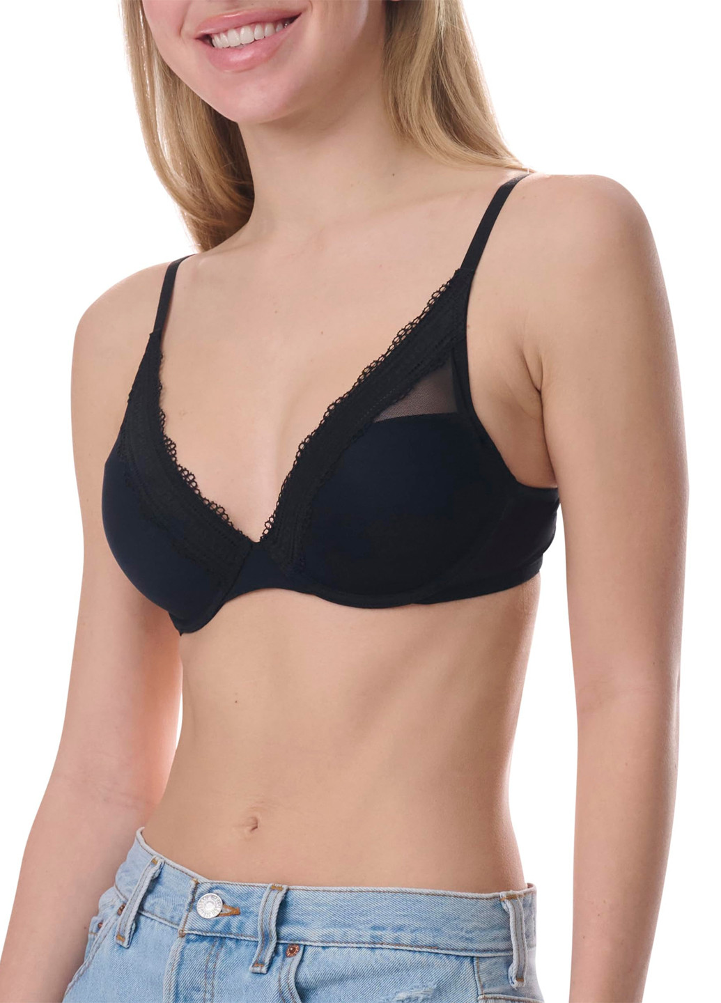 Чорний мінімайзер бюстгальтер Tommy Hilfiger з кісточками нейлон