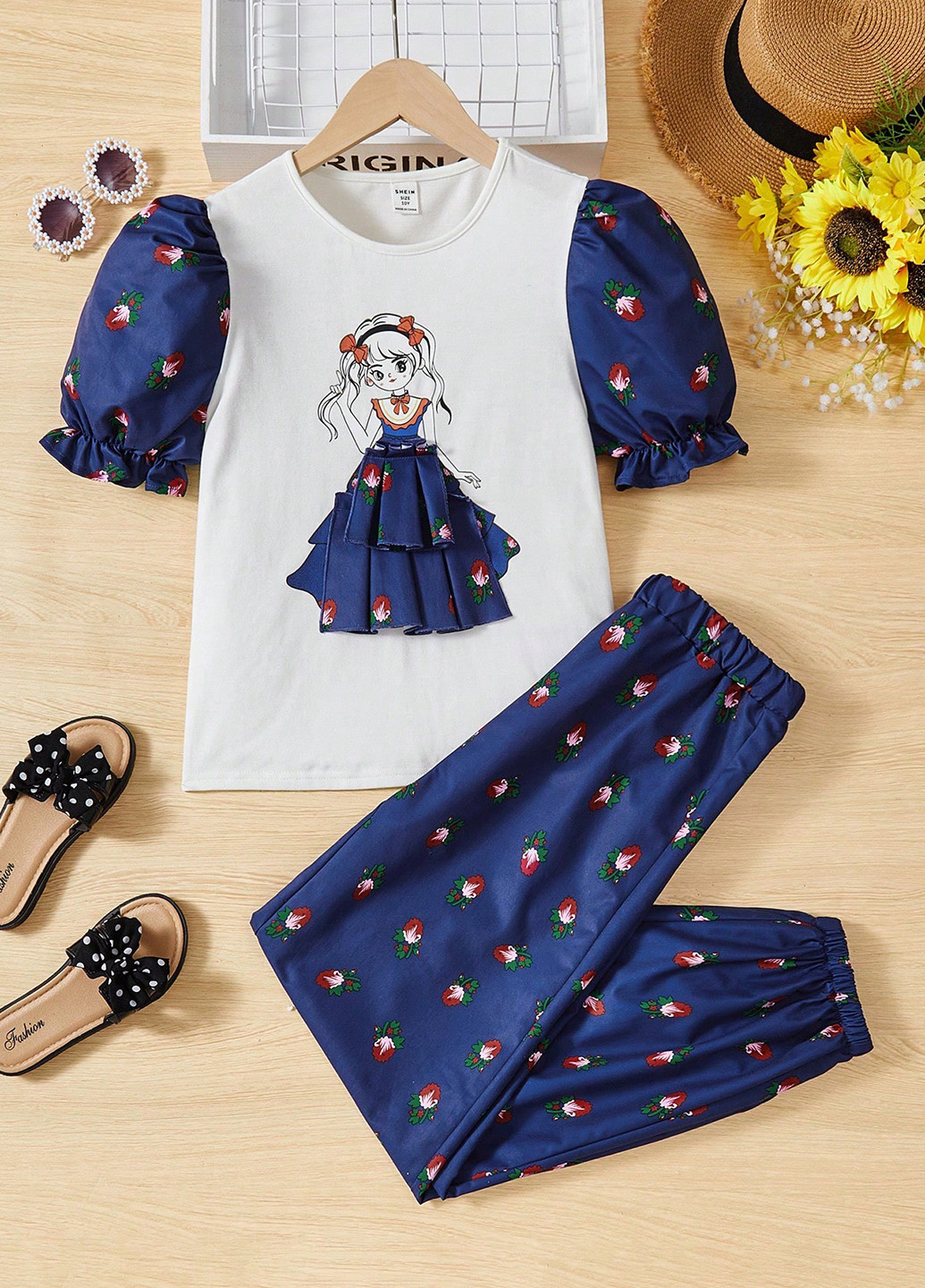 Комбинированный летний комплект (футболка, брюки) SHEIN