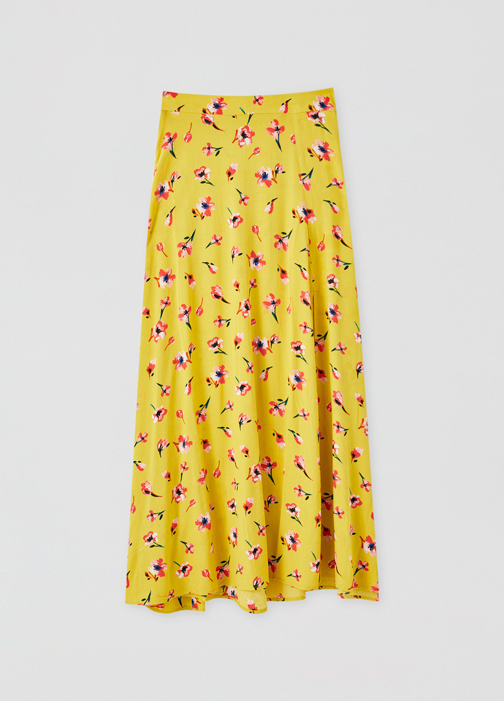 Желтая кэжуал цветочной расцветки юбка Pull & Bear клешированная
