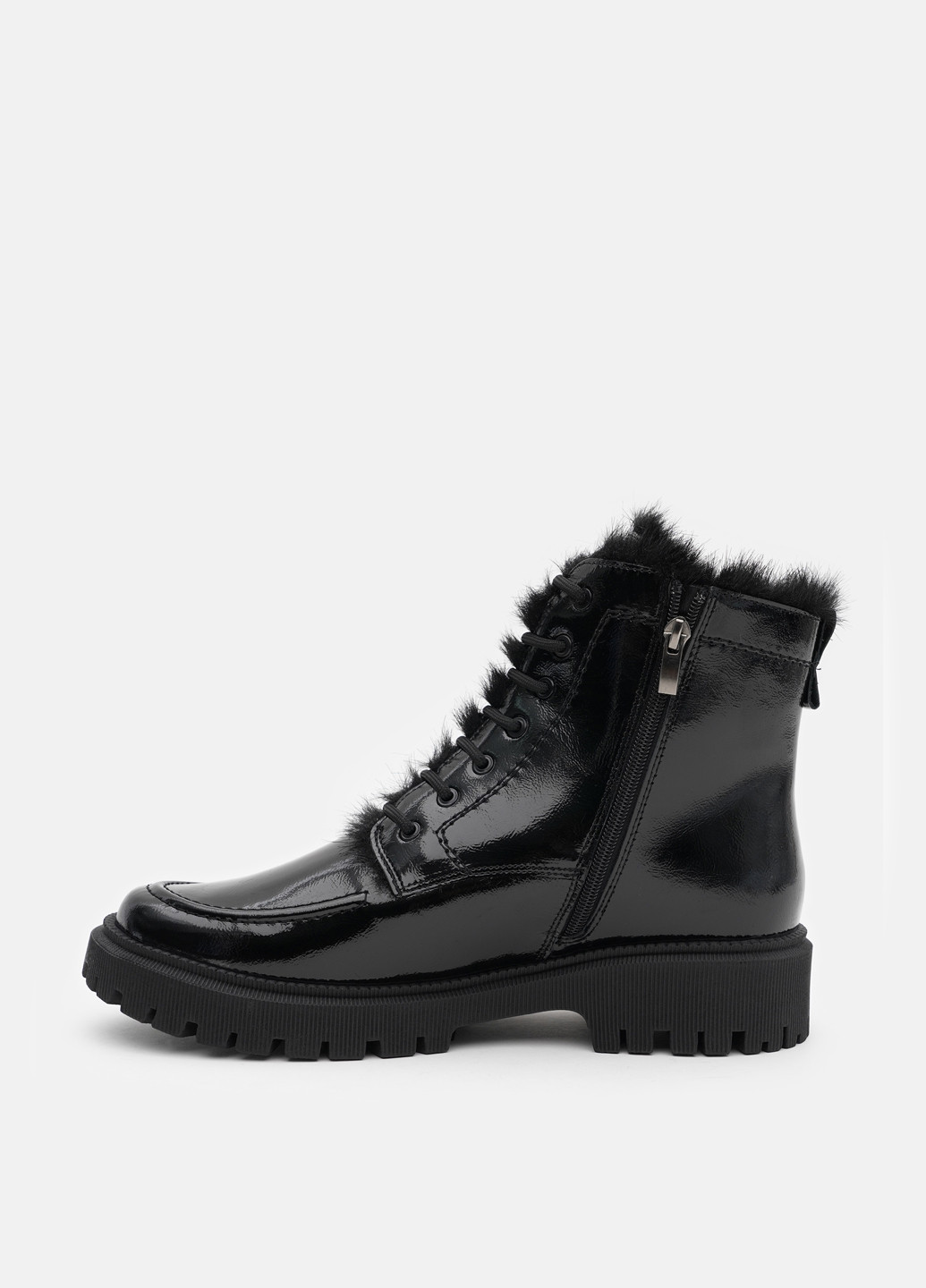 Зимние ботинки Madam Salon лаковые, со шнуровкой