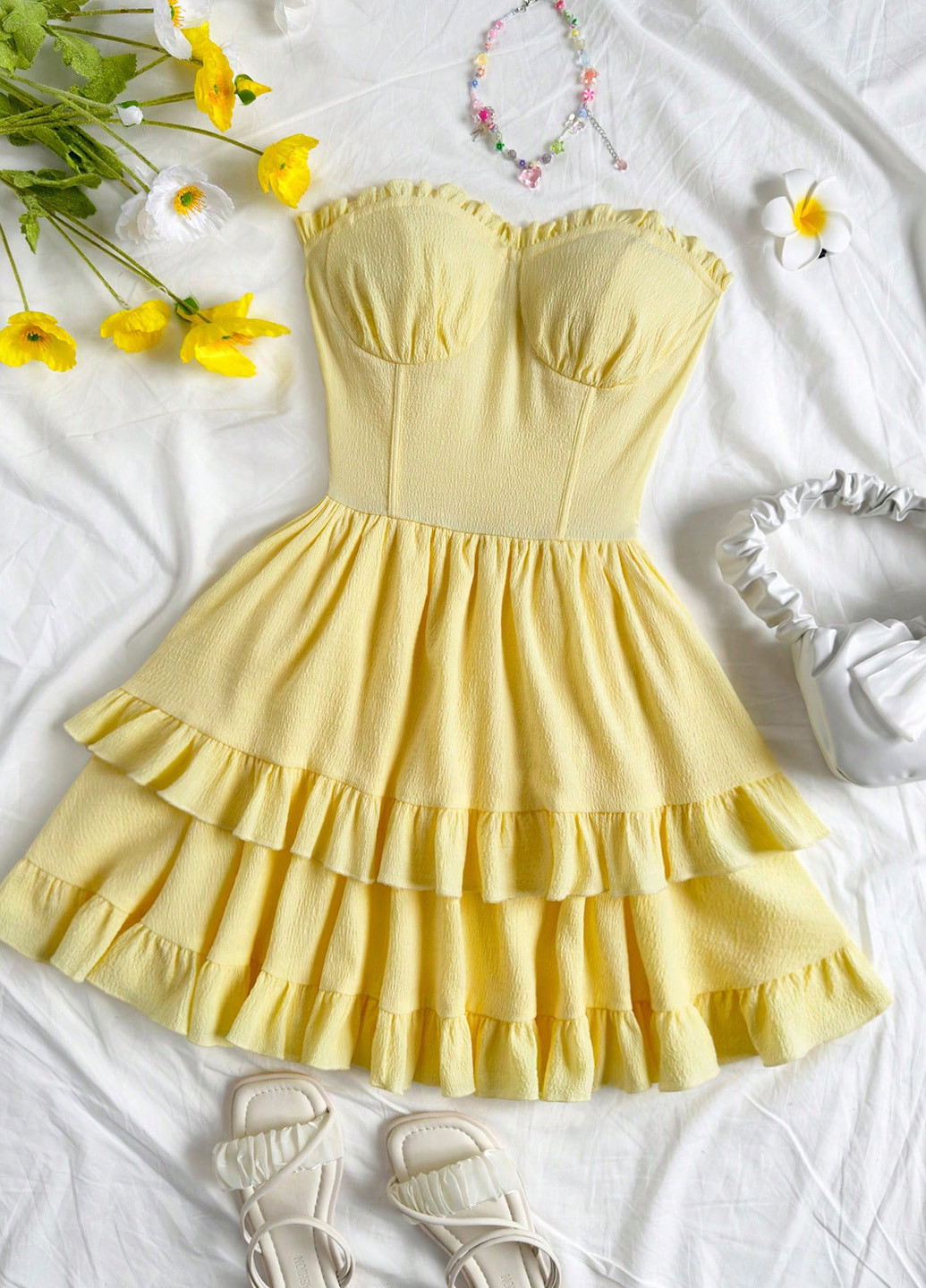 Желтое кэжуал платье SHEIN однотонное