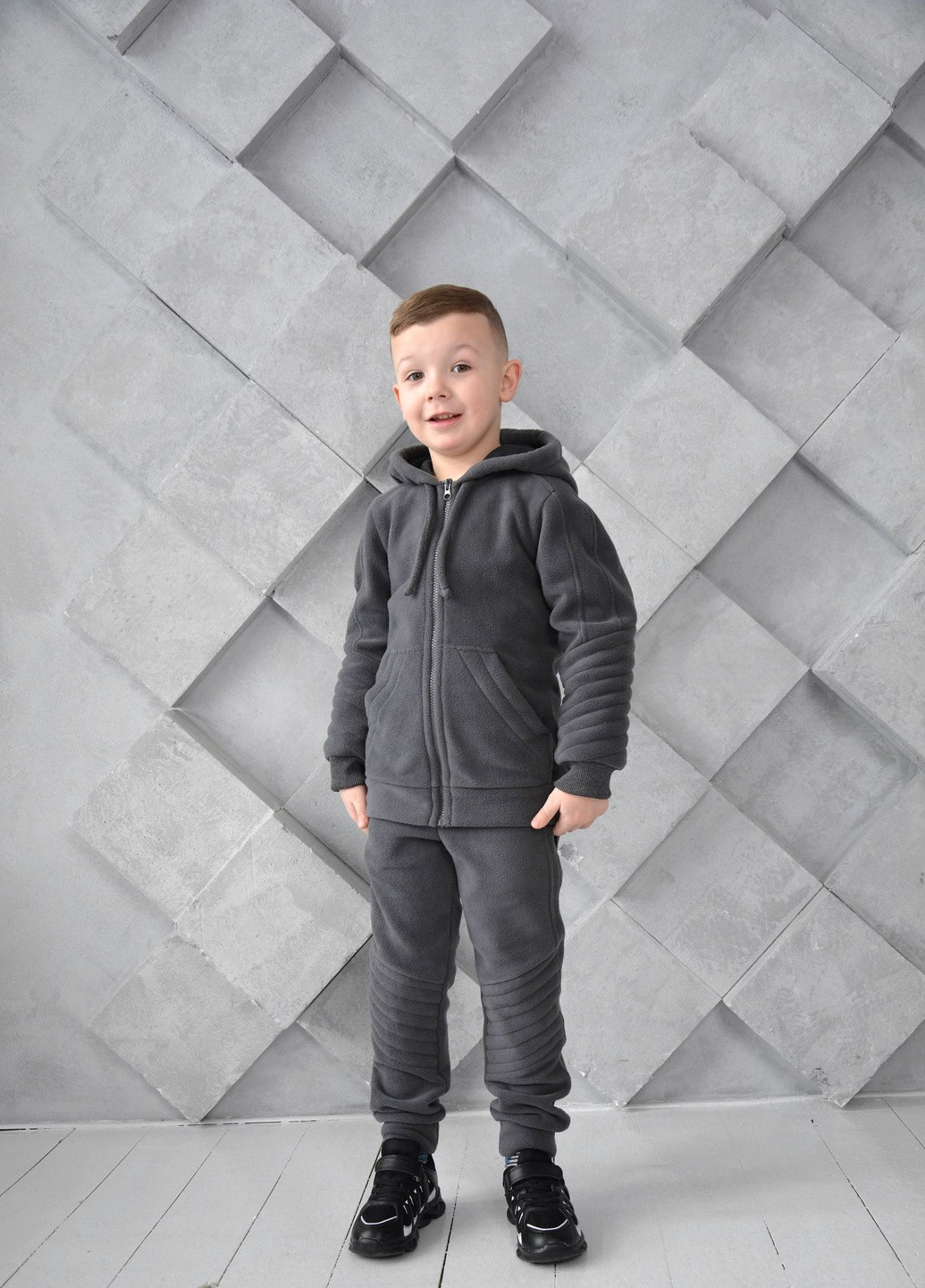 Сірий демісезонний костюм polar фліс для хлопчика від ZM