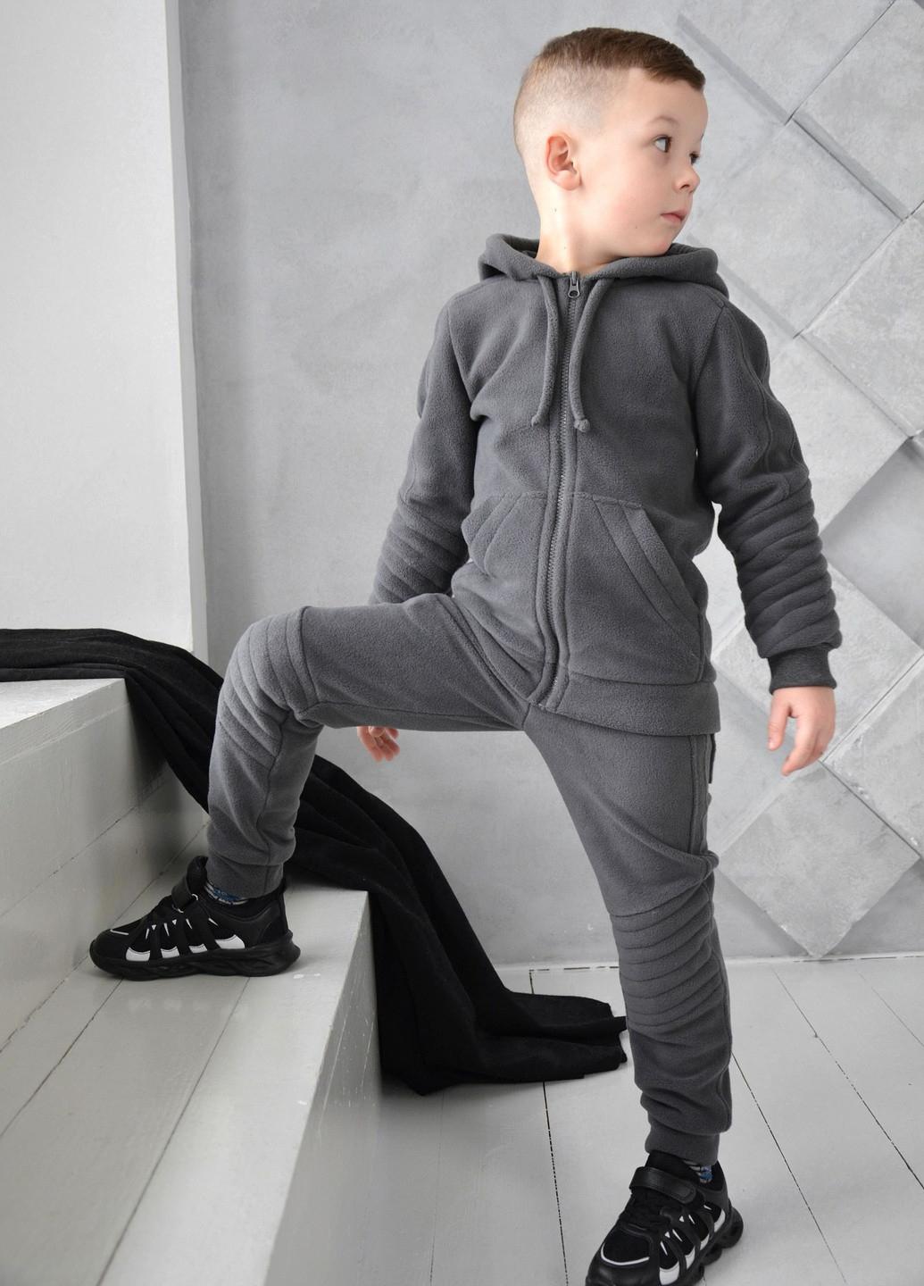 Серый демисезонный костюм polar флис для мальчика от ZM