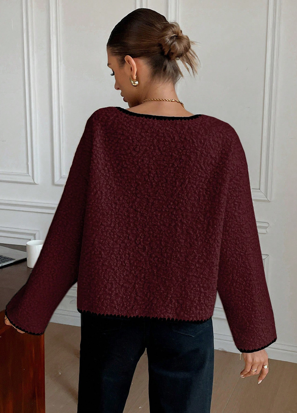 Темно-бордовый женский жакет SHEIN однотонный - демисезонный