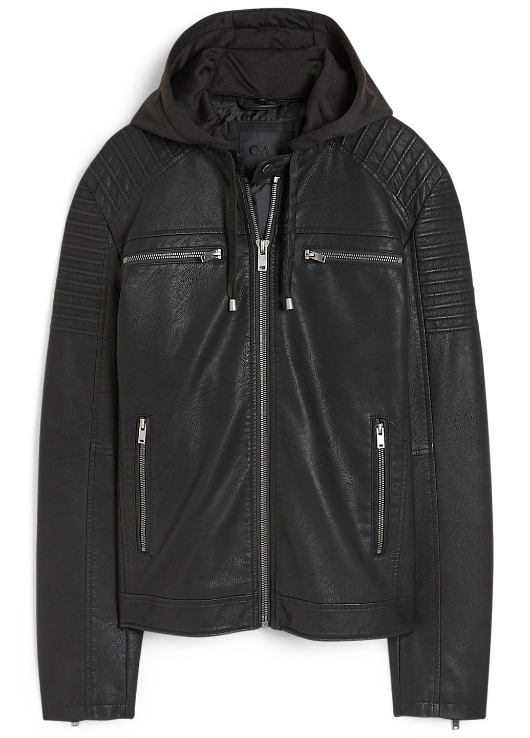 Чорна демісезонна куртка байкерська C&A