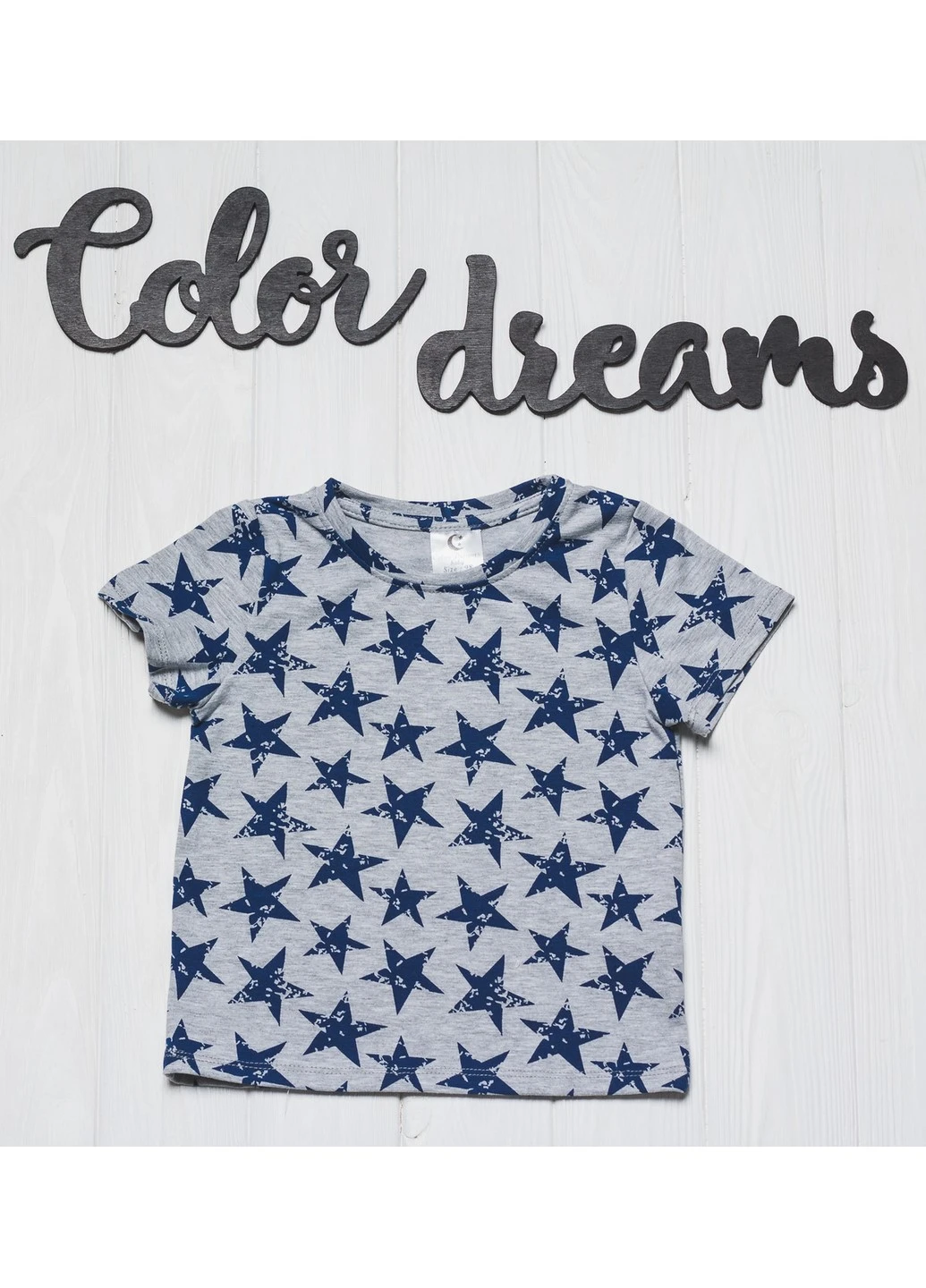 Сіро-синя демісезонна футболка 1045/78 98 сіро-синя Color Dreams