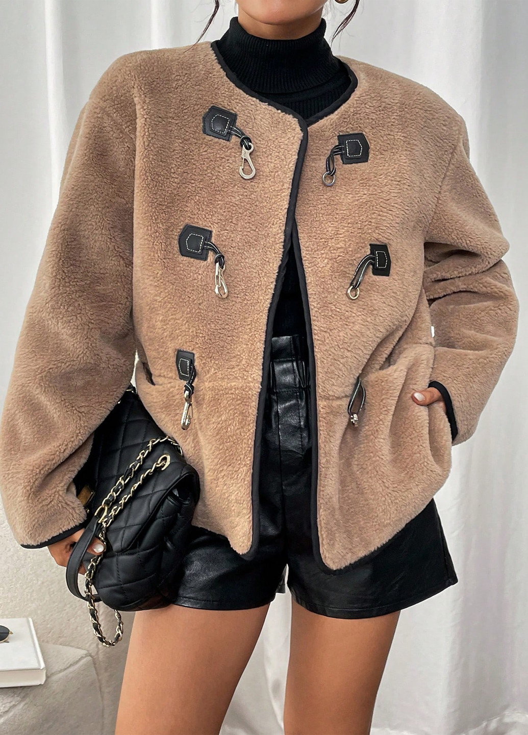 Темно-бежевая демисезонная куртка SHEIN