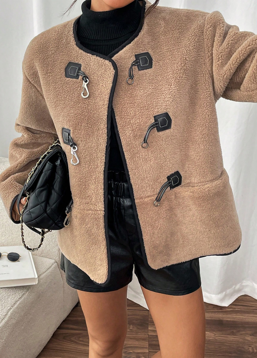 Темно-бежевая демисезонная куртка SHEIN