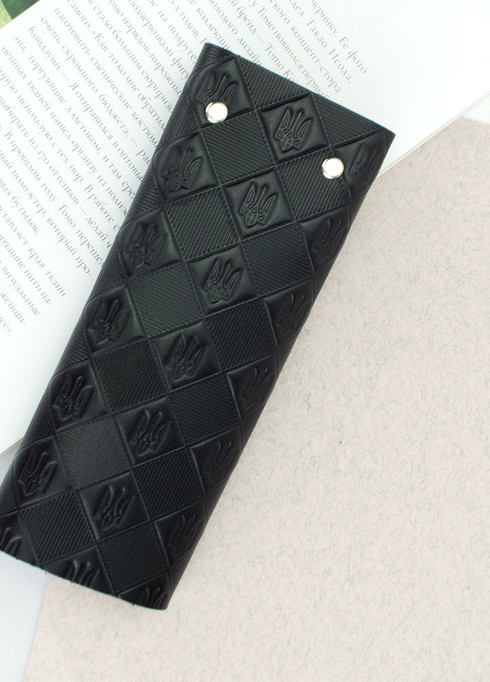 Подарочный мужской набор №64 "Тризуб": обложка на паспорт + ключница (черный) HandyCover (253322425)
