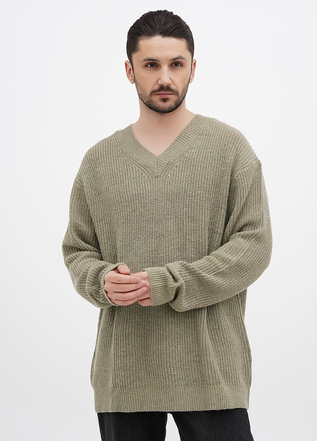 Серо-зеленый зимний пуловер пуловер H&M