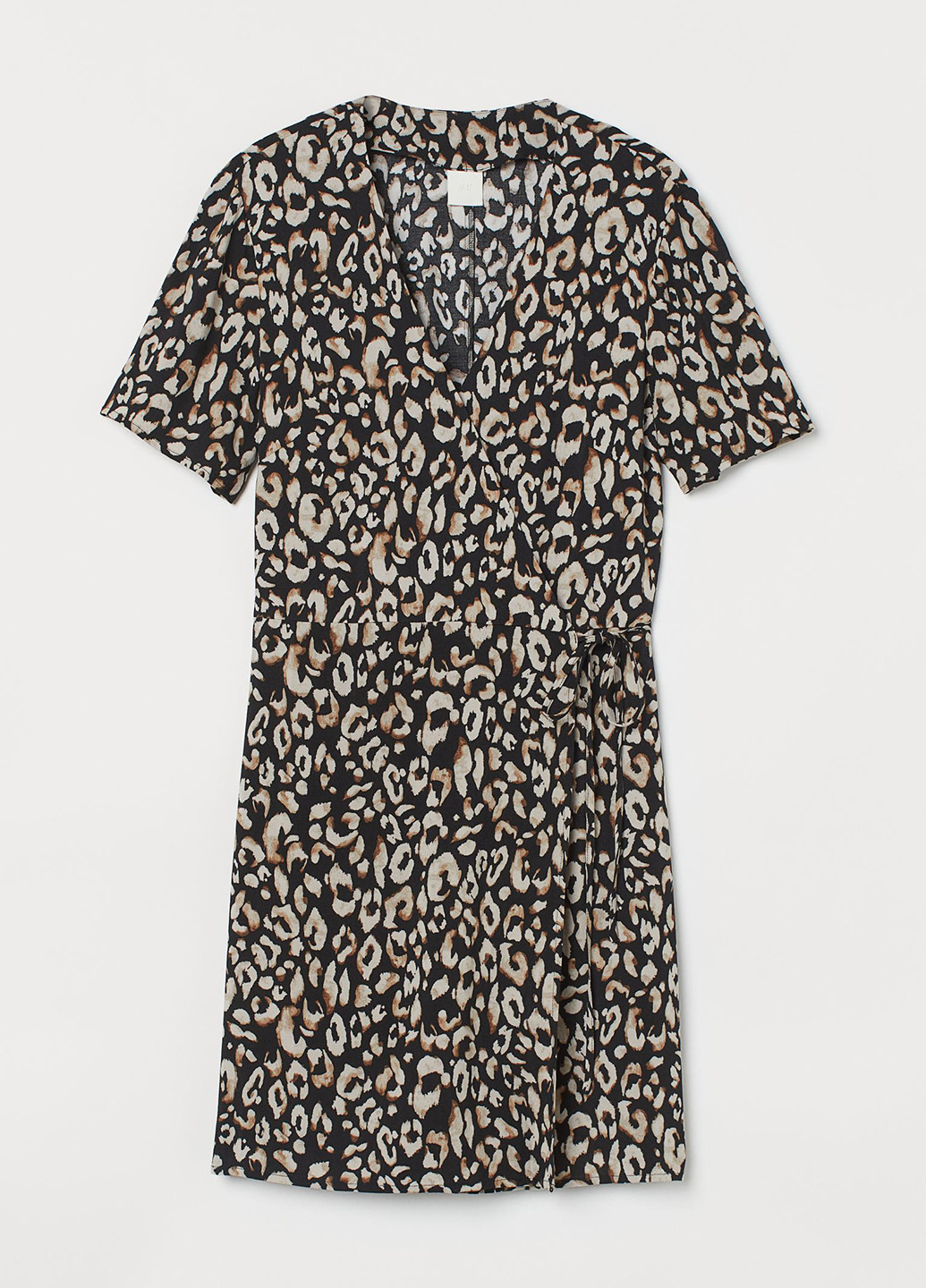Коричневое кэжуал платье на запах H&M тигровый