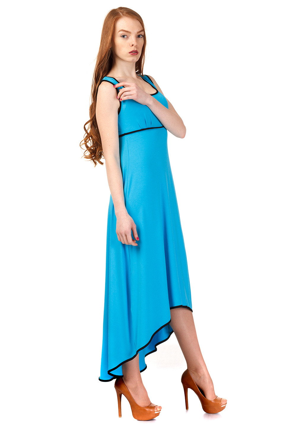 Голубое кэжуал платье Leya однотонное