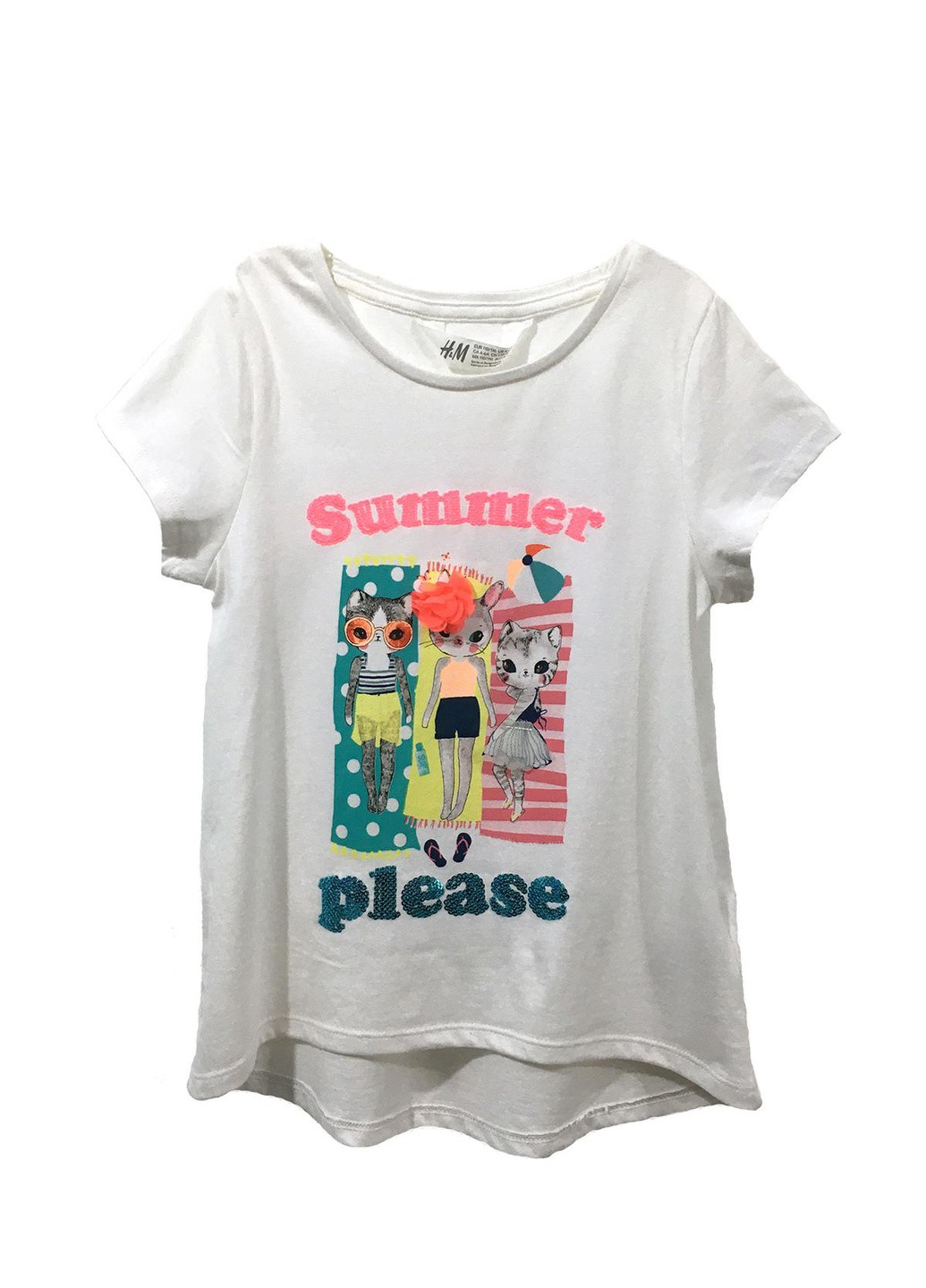 Белая летняя футболка H&M