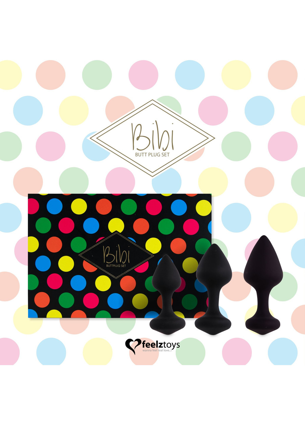 Набір силіконових анальних пробок - Bibi Butt Plug Set 3 pcs Black FeelzToys (252297465)