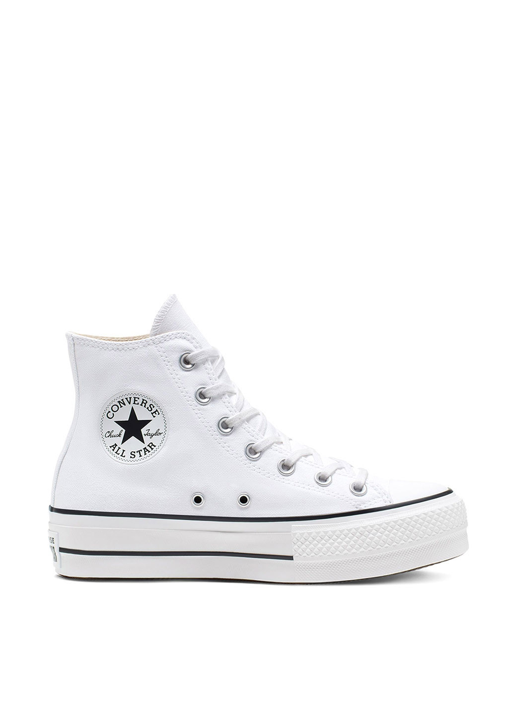 Белые кеды Converse CHUCK TAYLOR ALL STAR LIFT PLATFORM CANVAS с логотипом, с белой подошвой, люверсы