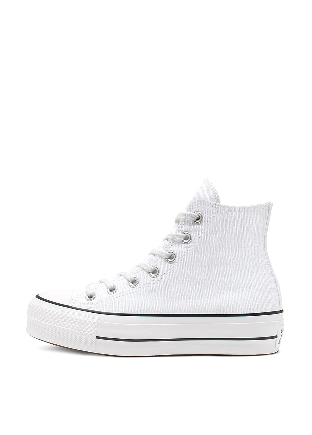 Белые кеды Converse CHUCK TAYLOR ALL STAR LIFT PLATFORM CANVAS с логотипом, с белой подошвой, люверсы
