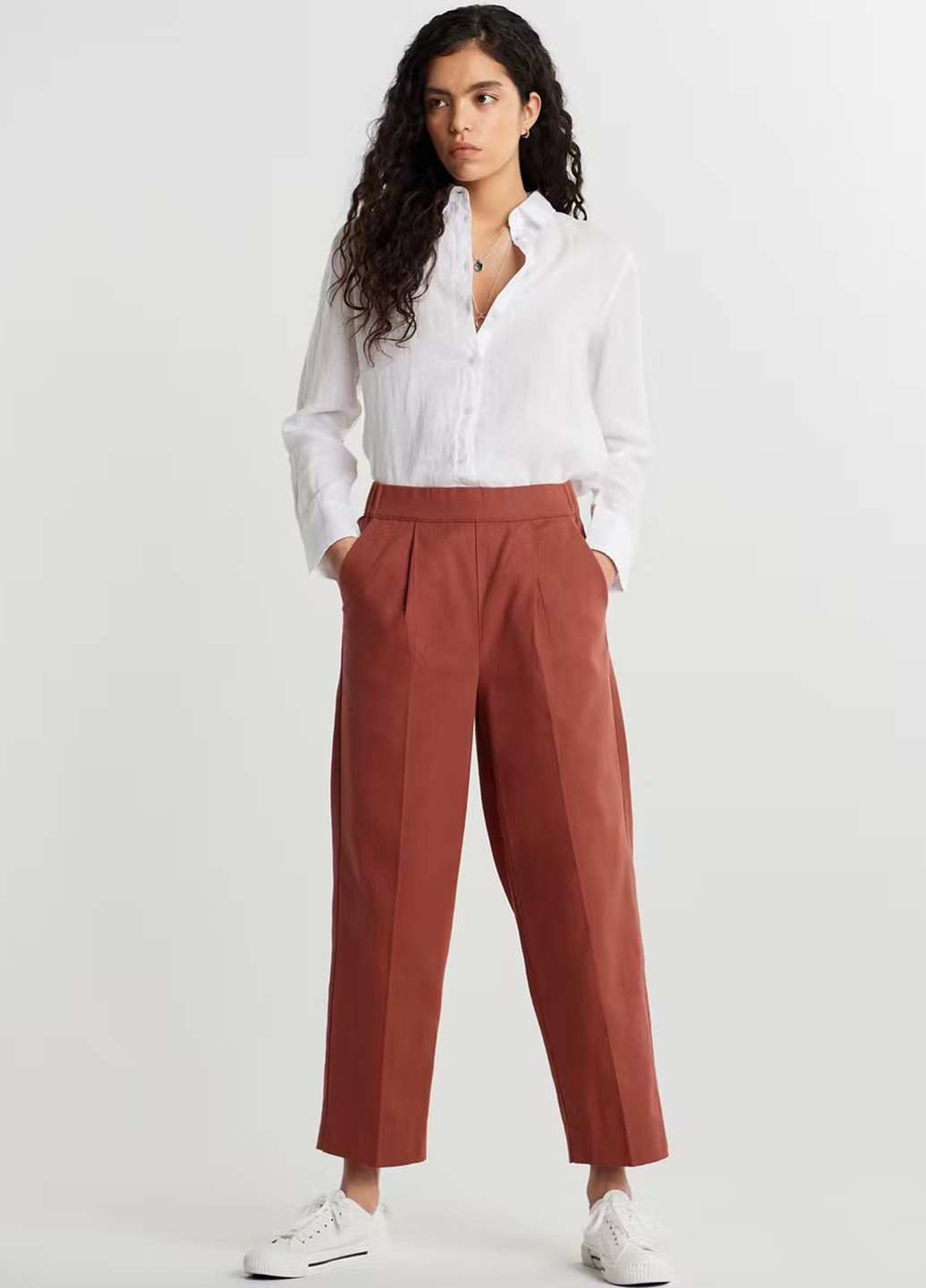 Терракотовые кэжуал демисезонные прямые брюки Gina Tricot