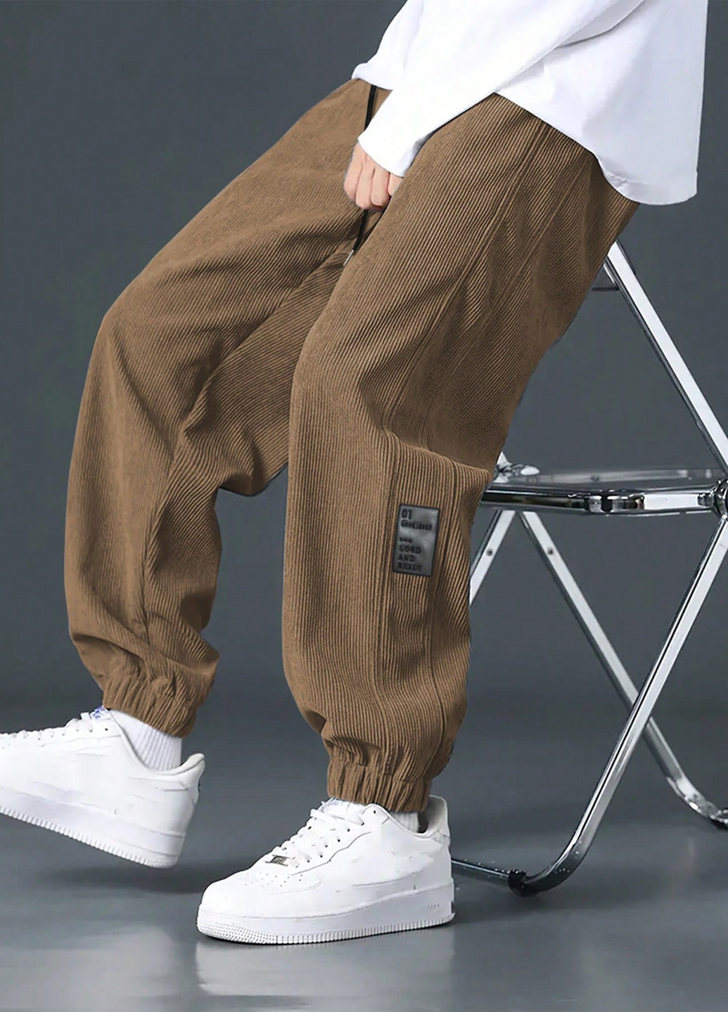 Хаки кэжуал демисезонные джоггеры брюки SHEIN