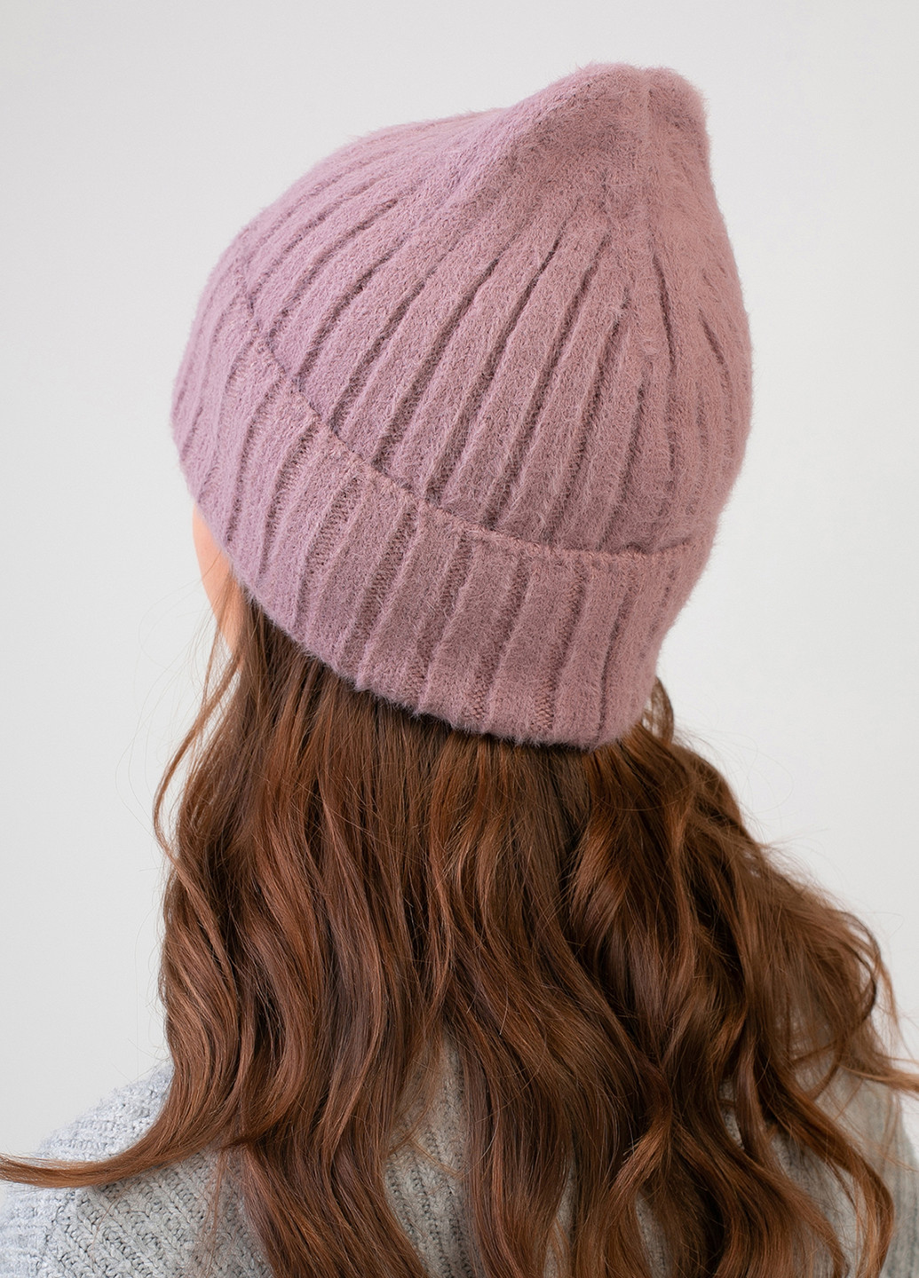 Зимняя теплая ангоровая женская шапка с отворотом без подкладки 551133 DeMari лайк ангора (237904144)
