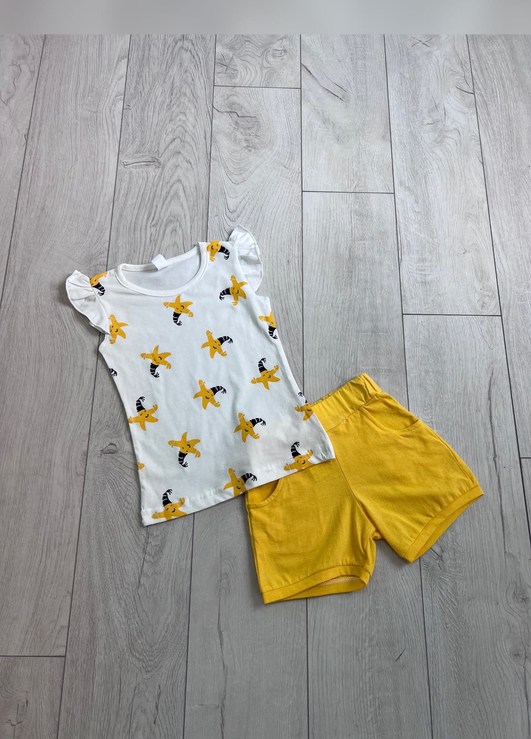 Жовтий літній костюм дитячий дівчинка жовтий Let's Shop
