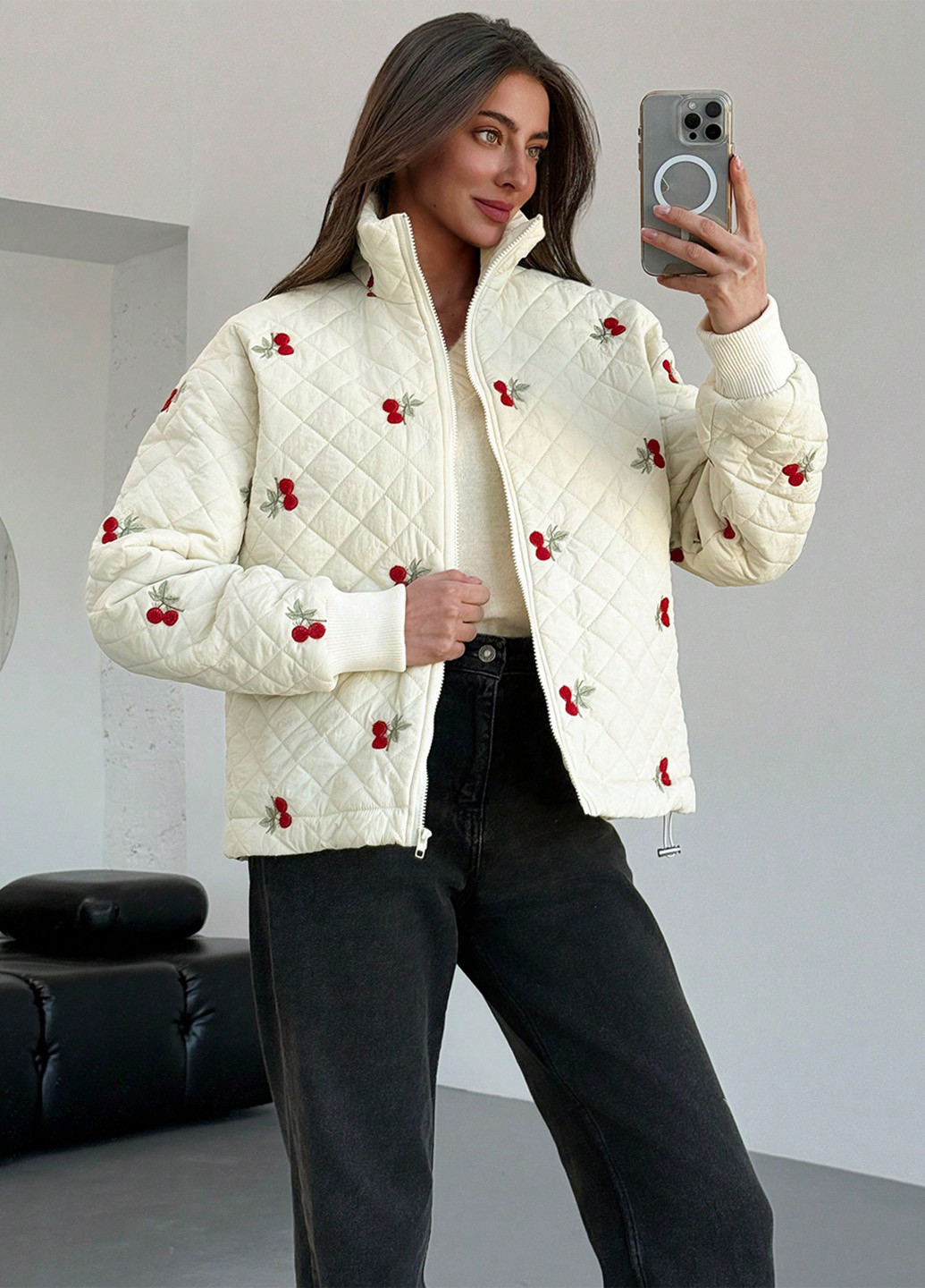 Кремова зимня куртка куртка-лайнер SHEIN