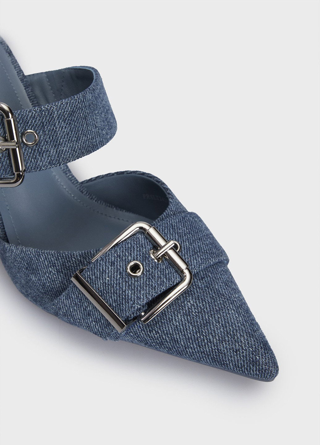 Серо-синие мюли PRPY с пряжкой на высоком каблуке