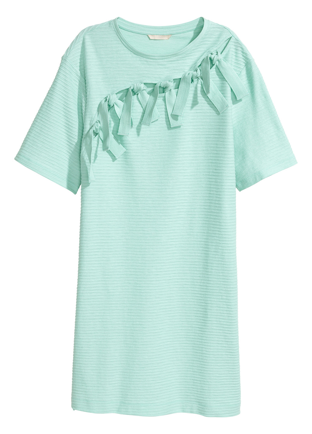Мятное кэжуал платье платье-футболка H&M фактурное