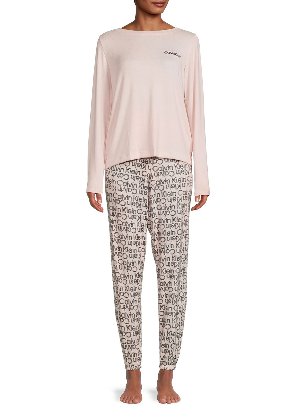 Бежевая всесезон пижама (лонгслив, брюки) лонгслив + брюки Calvin Klein