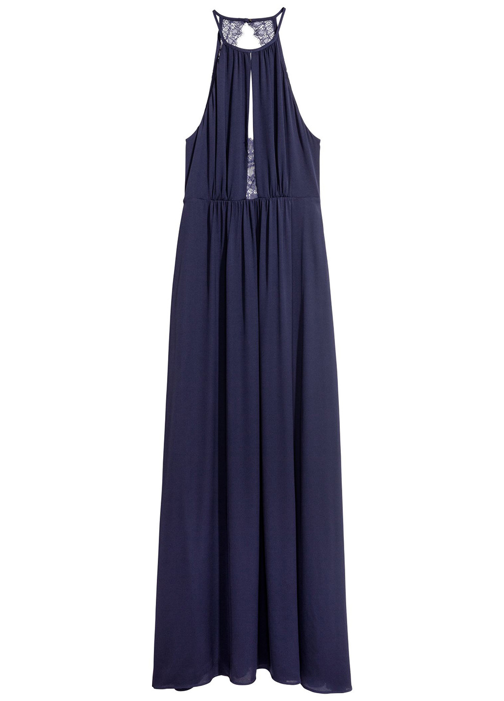 Темно-синее вечернее платье клеш, с открытой спиной H&M однотонное
