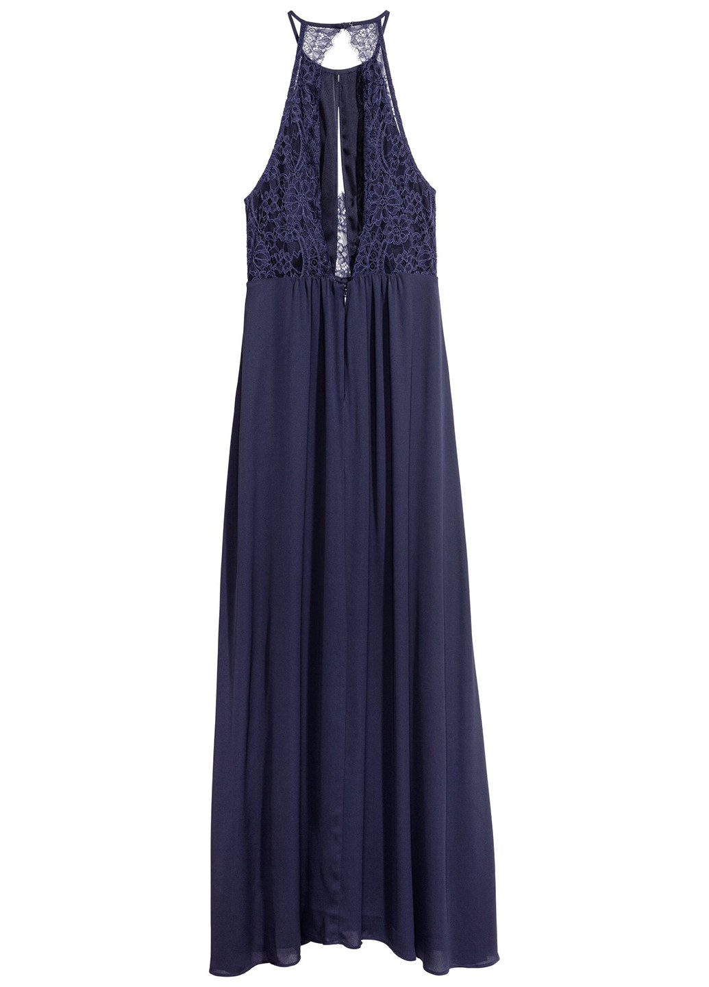 Темно-синее вечернее платье клеш, с открытой спиной H&M однотонное