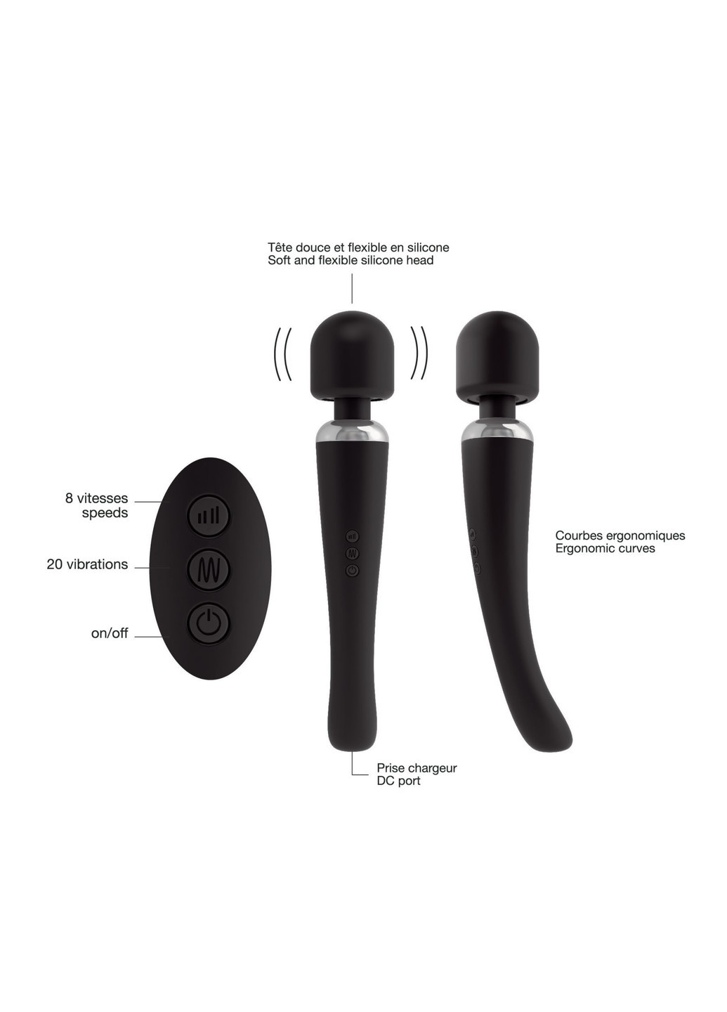 Потужний вибромассажер MEGAWAND Black Dorcel (252146225)