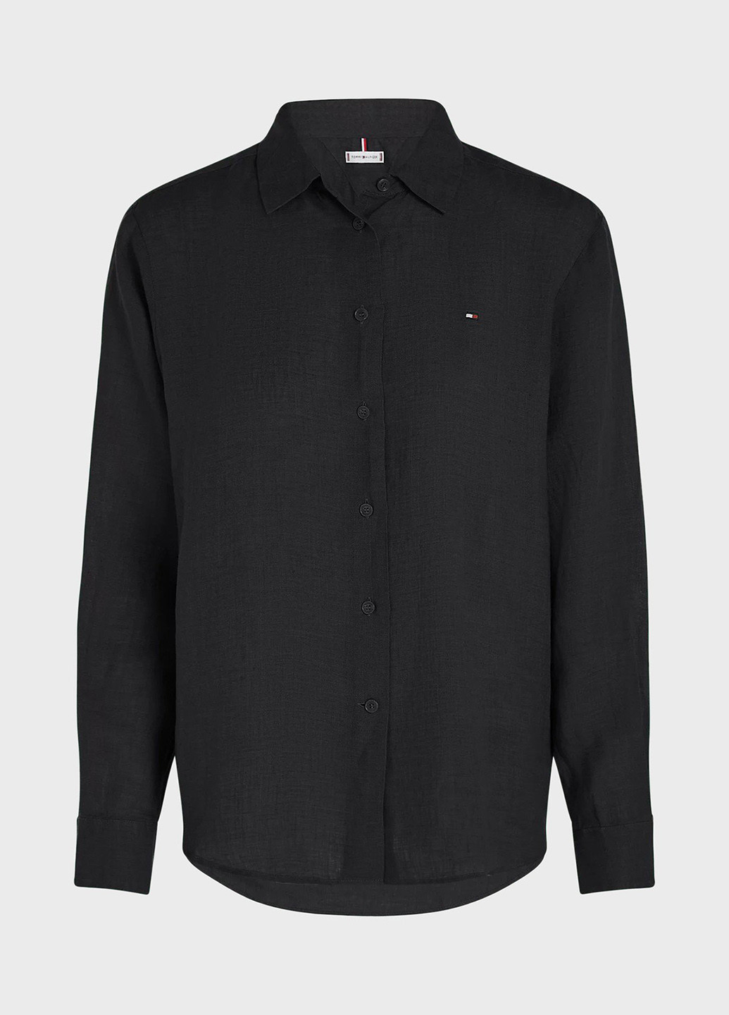 Черная кэжуал рубашка однотонная Tommy Hilfiger
