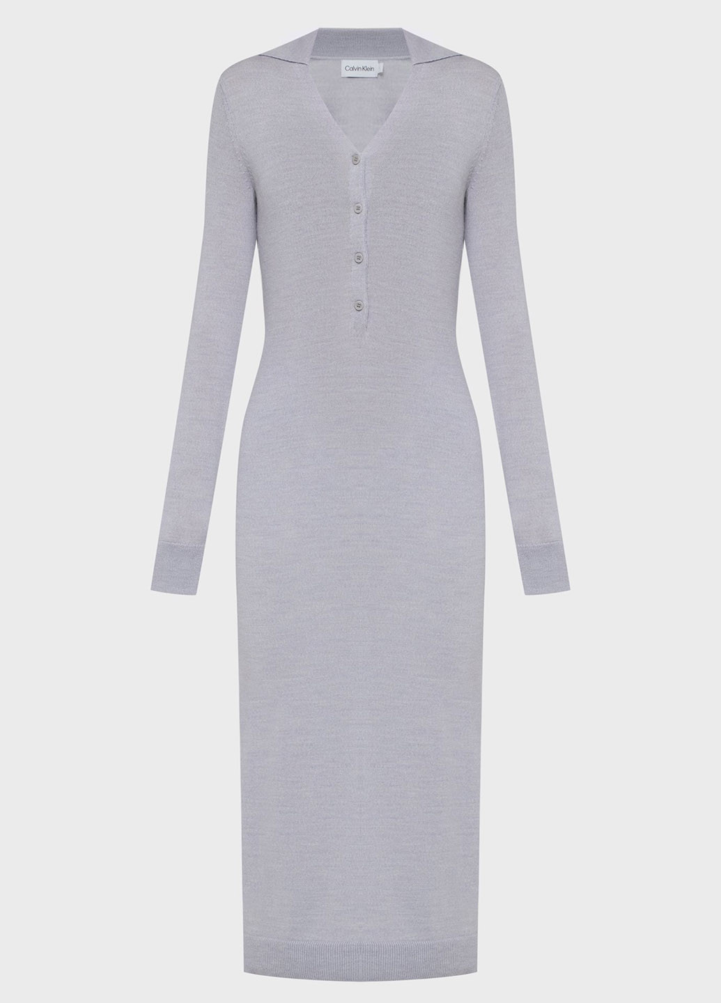 Серое кэжуал платье платье-свитер Calvin Klein меланжевое