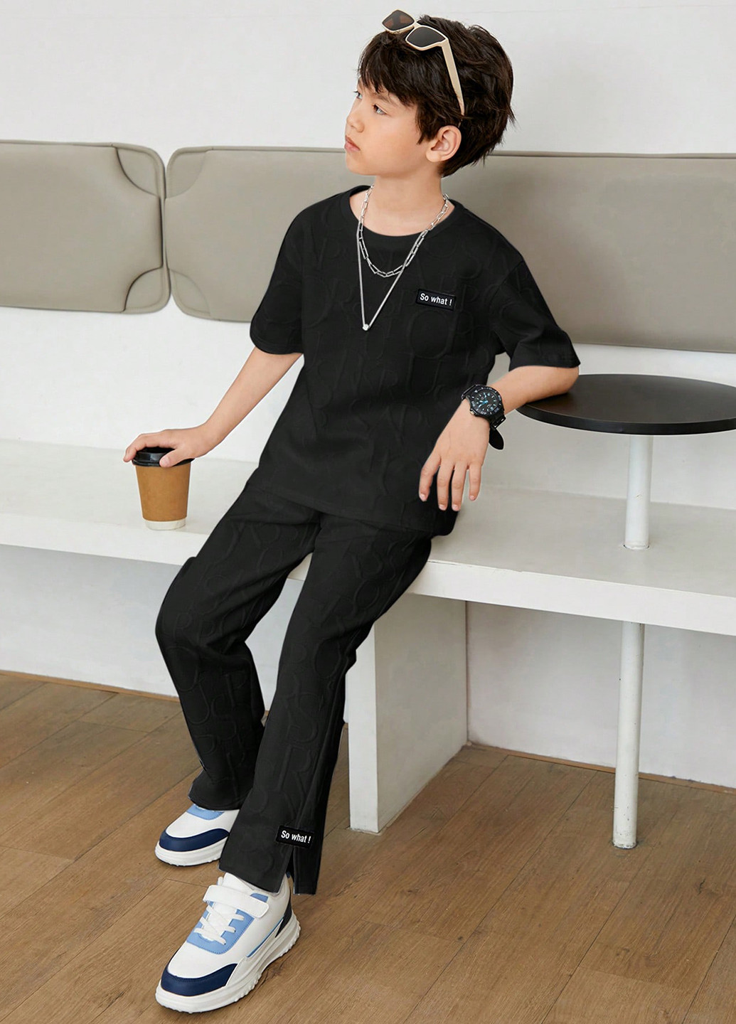Чорний літній костюм (футболка, штани) брючний SHEIN