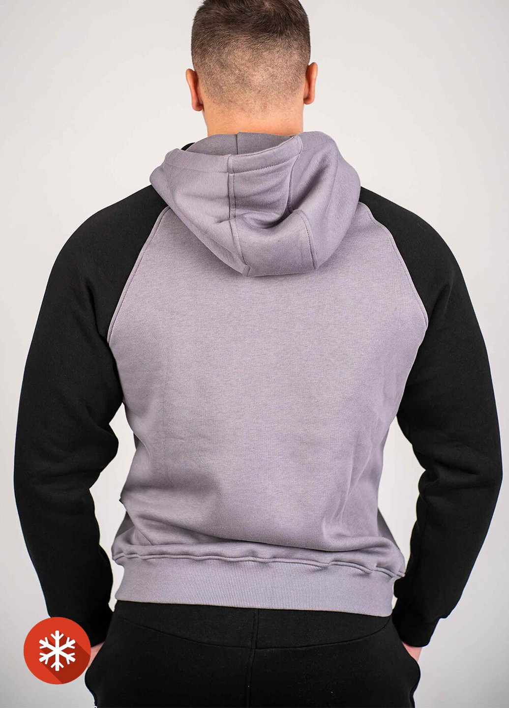 Зіпер з начосом сірий з чорним рукавом Custom Wear (255277089)