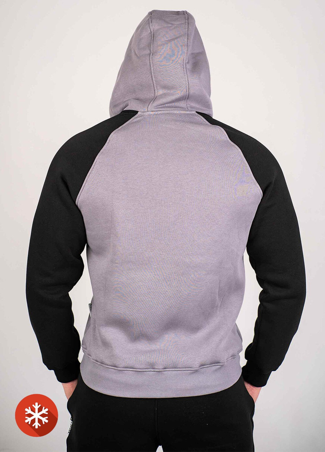 Зіпер з начосом сірий з чорним рукавом Custom Wear (255277089)