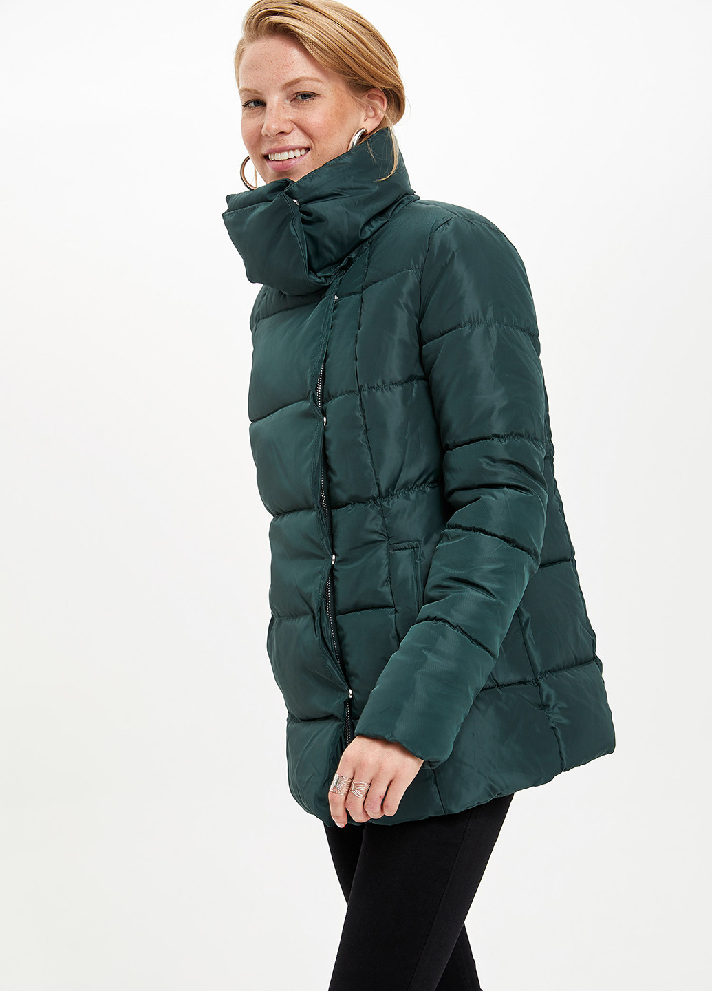 Темно-зелена зимня куртка DeFacto