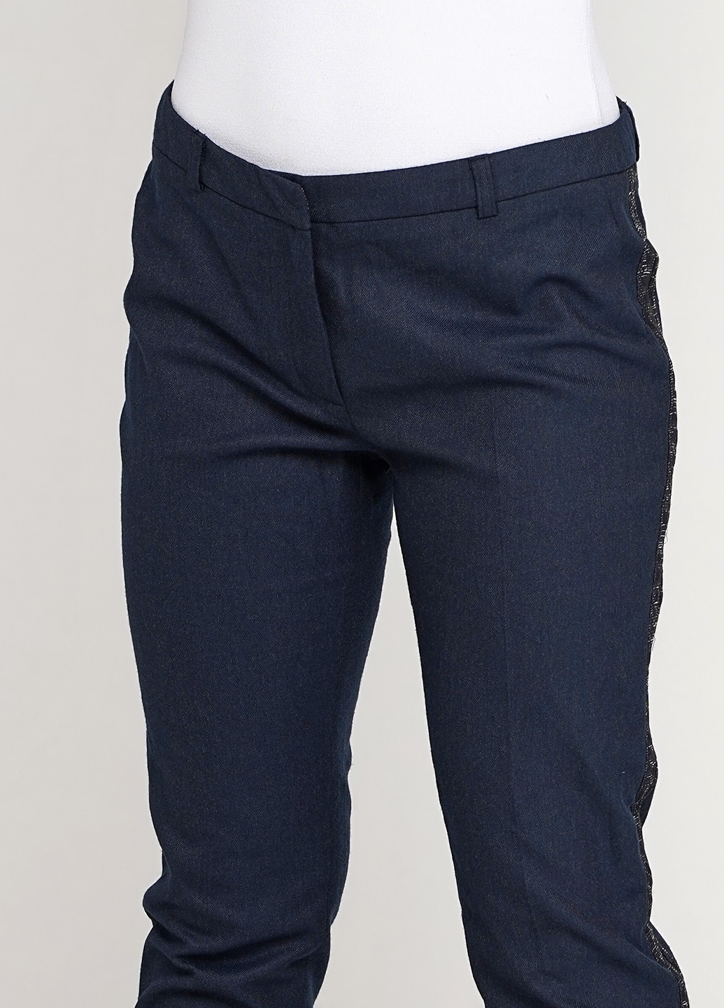 Темно-синие кэжуал демисезонные прямые брюки Naf Naf