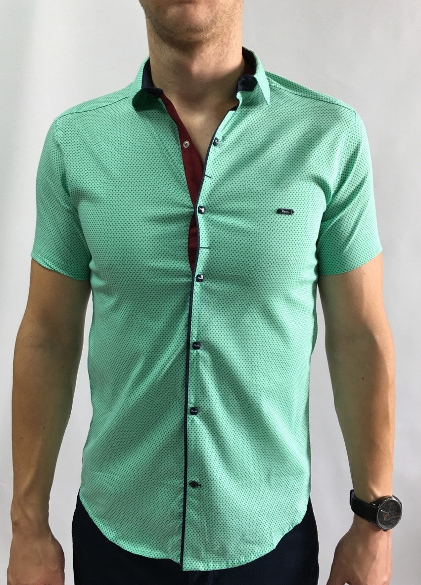 Зеленая рубашка с логотипом Fashion Republic