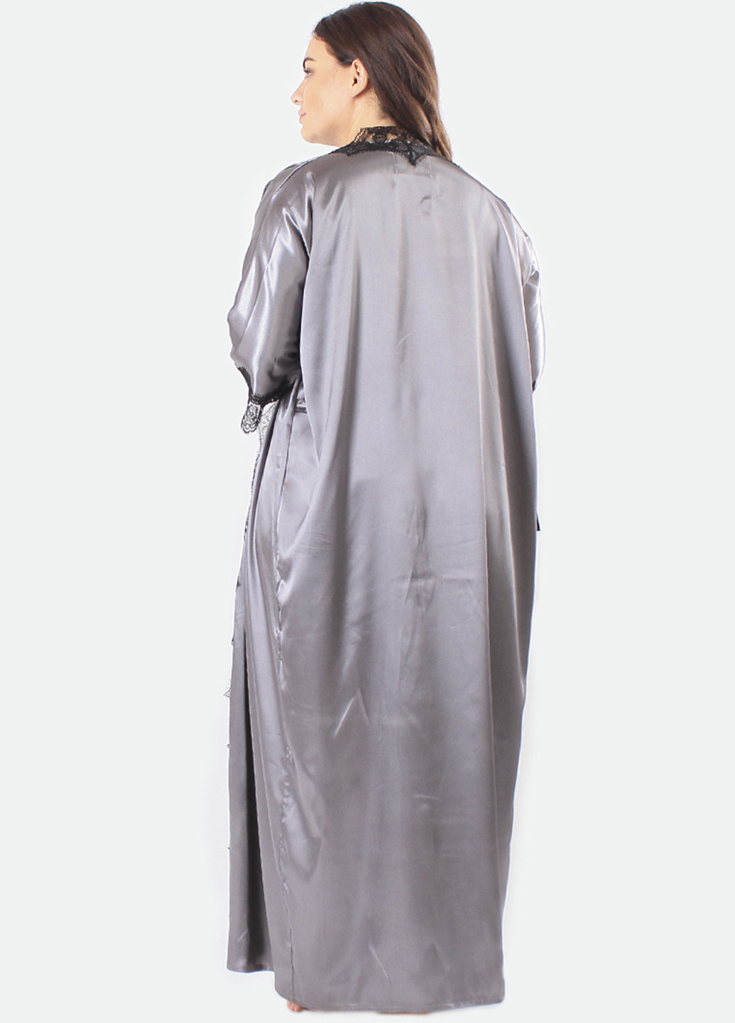 Сірий демісезонний комплект (халат, топ, шорти) Ghazel